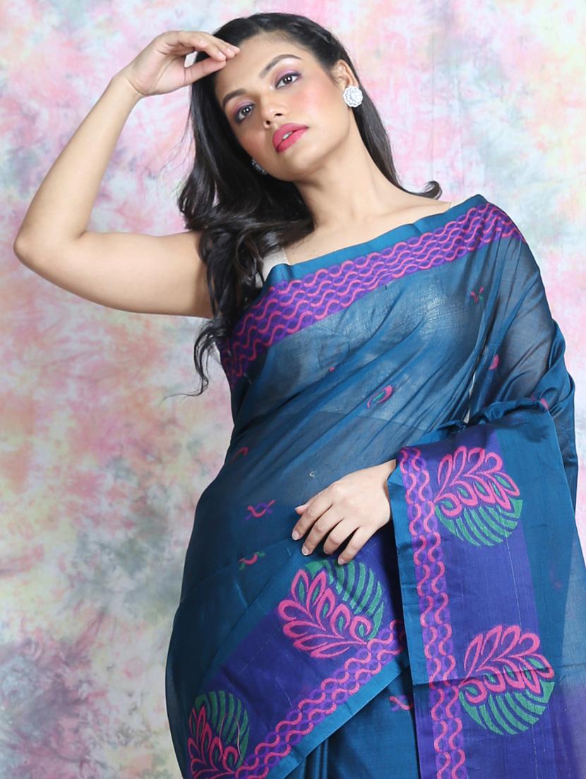 women self design handloom saree with blouse - 17960077 - Standard Image - 3