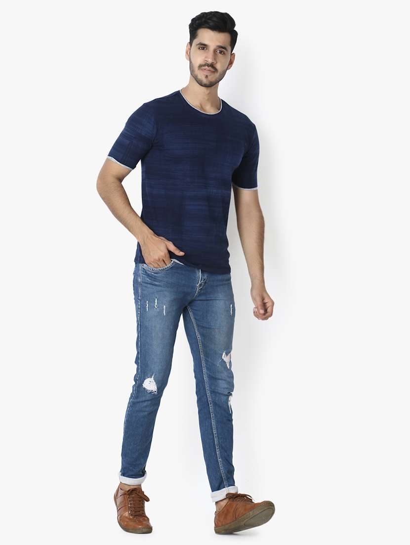 navy blue printed t-shirt - 17961282 -  Standard Image - 3