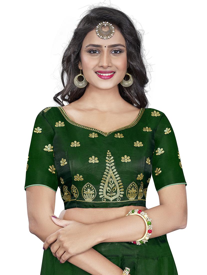 bottle green panelled lehenga - 17961765 - Standard Image - 3