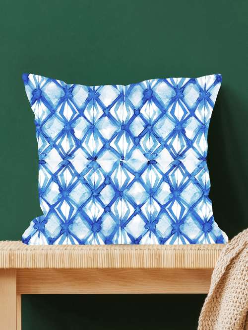 ambbi collections multicolour ikat abstract digital print 100 % satin 16x16 inch cushion cover, set of 1 - 17961945 -  Standard Image - 0