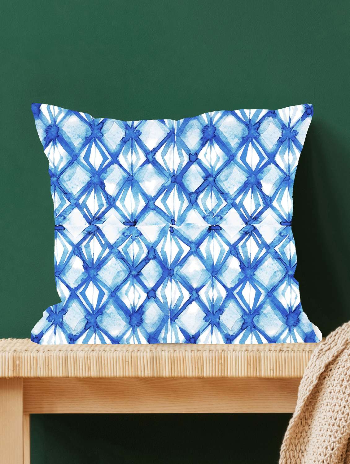 ambbi collections multicolour ikat abstract digital print 100 % satin 16x16 inch cushion cover, set of 1 - 17961945 -  Zoom Image - 0