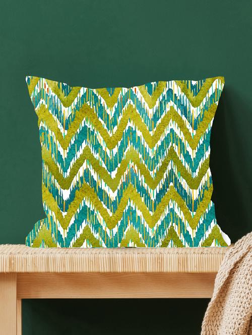 ambbi collections multicolour ikat abstract digital print 100 % satin 16x16 inch cushion cover, set of 1 - 17961946 - Standard Image - 0