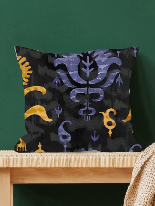 ambbi collections multicolour ikat abstract digital print 100 % satin 16x16 inch cushion cover, set of 1 - 17961949 -  Standard Image - 0