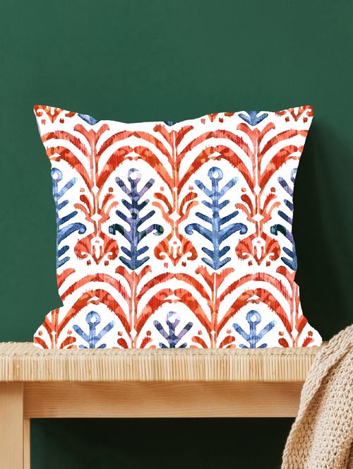 ambbi collections multicolour ikat abstract digital print 100 % satin 16x16 inch cushion cover, set of 1 - 17961951 -  Standard Image - 0