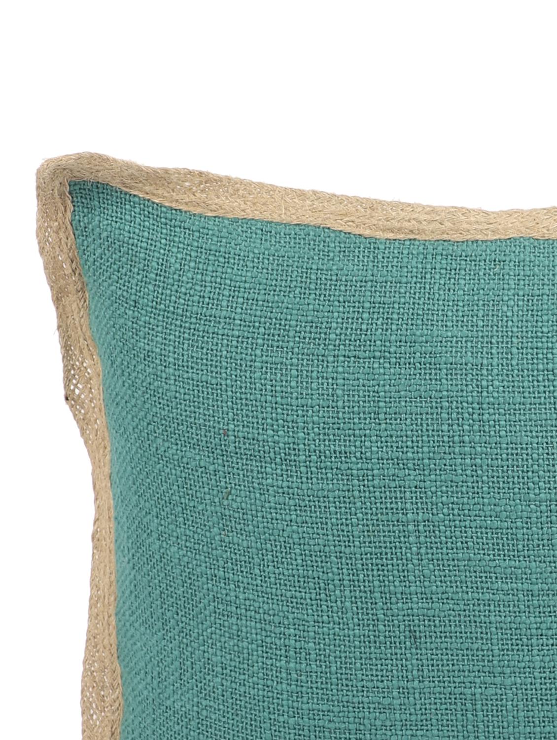 ambbi collections cotton slub cushion cover with jute trime 16x16 inch cushion cover, set of 1 - 17961963 - Standard Image - 3