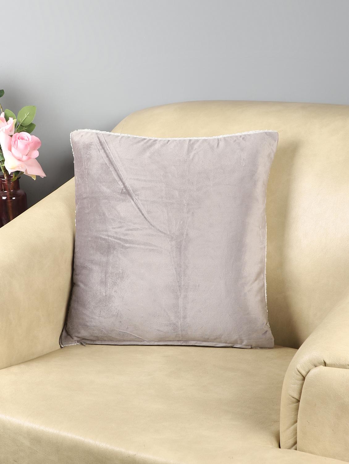 ambbi collections velvet cushion cover with sherpa back 16x16 inch cushion cover, set of 1 - 17961967 - Zoom Image - 0