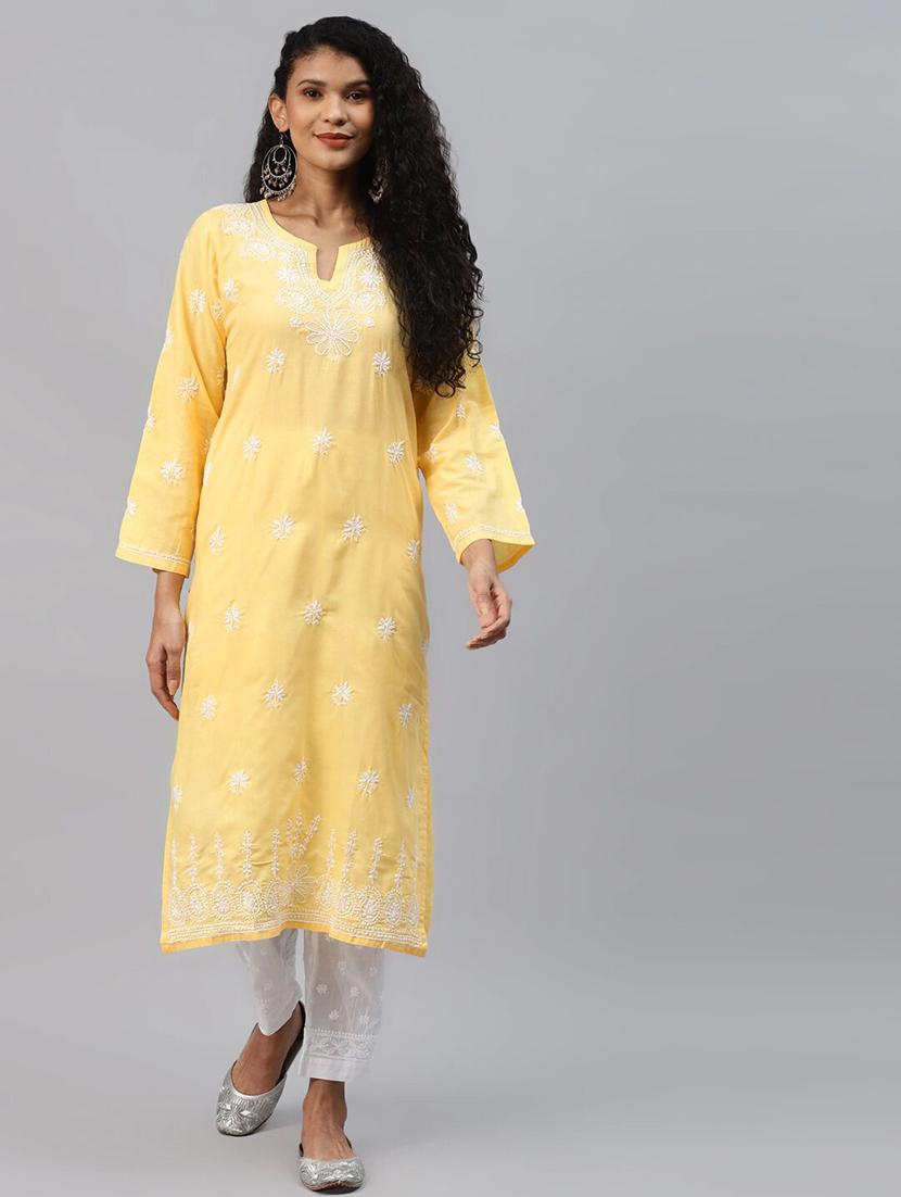 ada hand-embroidered chikankari kurta pant set - 17962081 - Zoom Image - 0