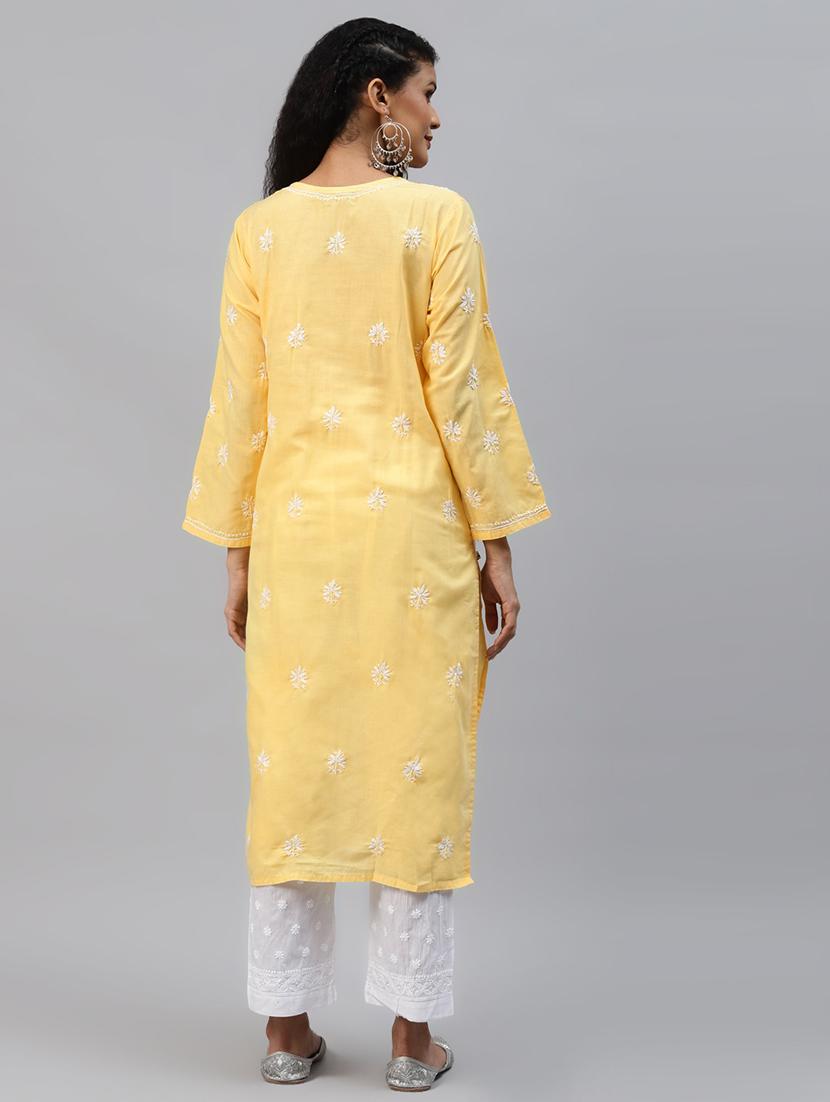 ada hand-embroidered chikankari kurta pant set - 17962081 - Standard Image - 3