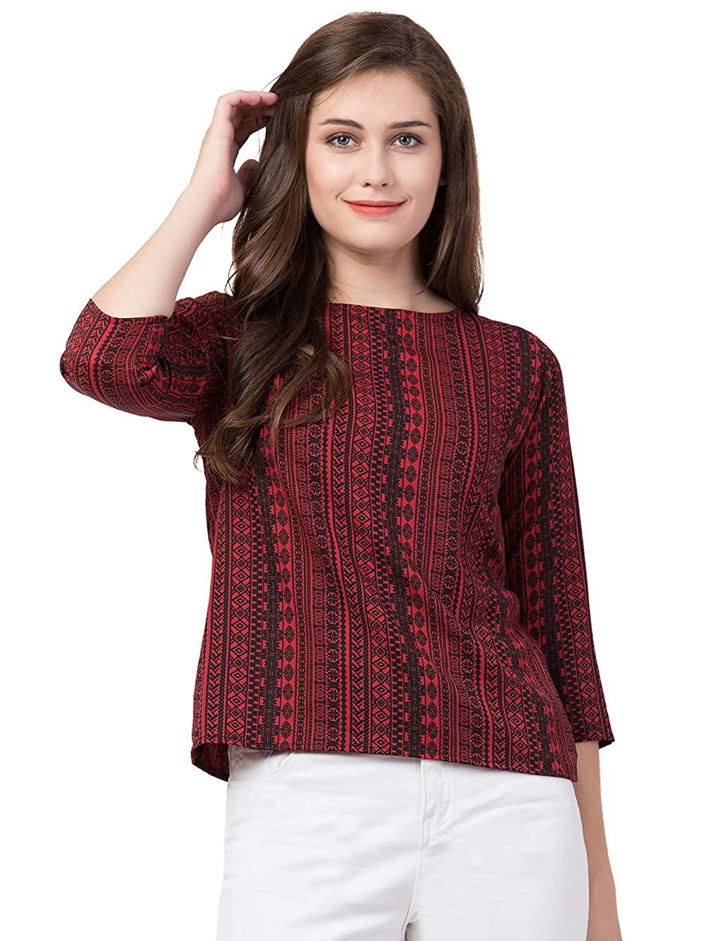 red crepe top - 17962944 - Zoom Image - 0