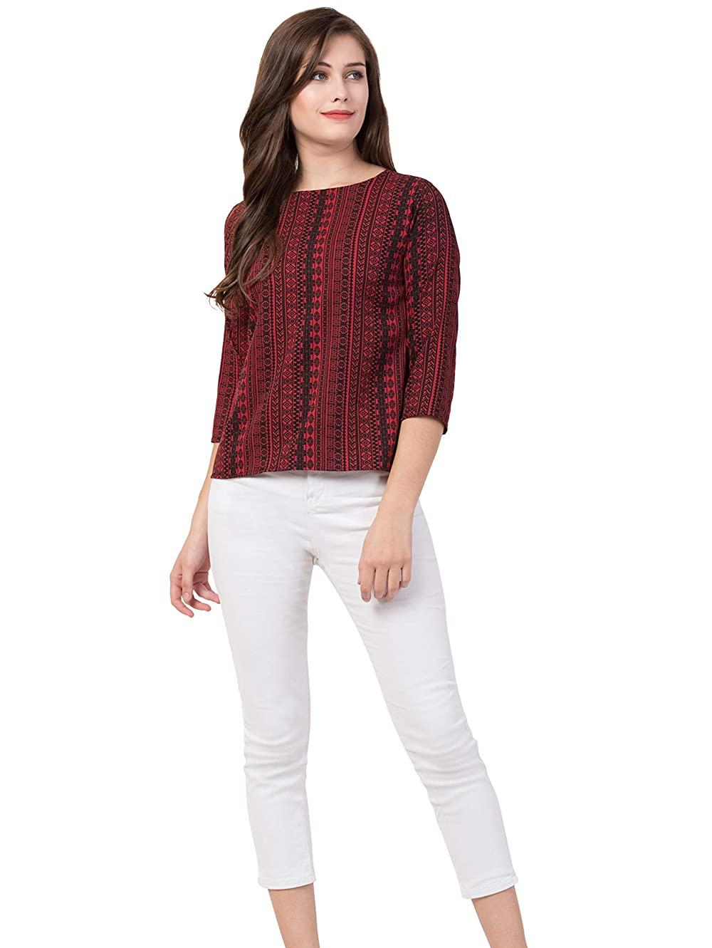 red crepe top - 17962944 - Standard Image - 3