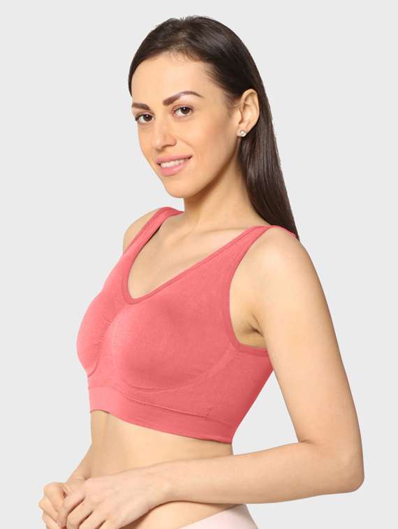 pink solid regular bra