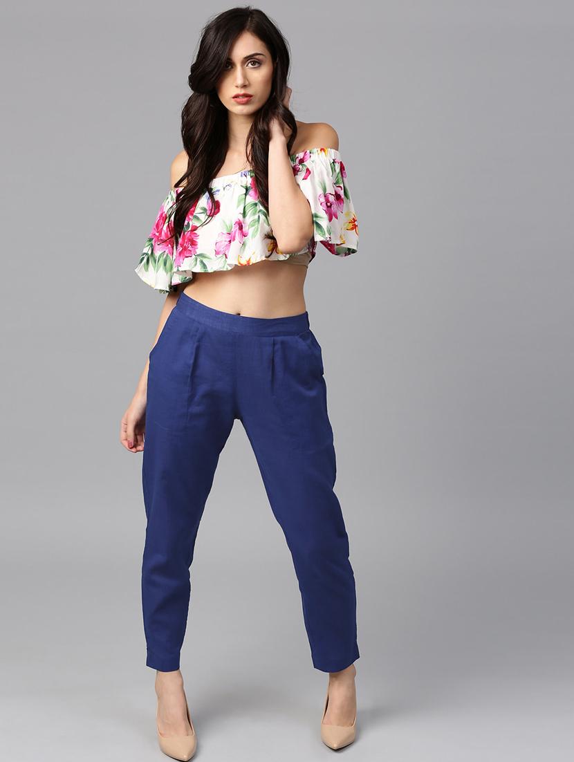 women solid high rise cigarette trouser - 17963879 - Standard Image - 3