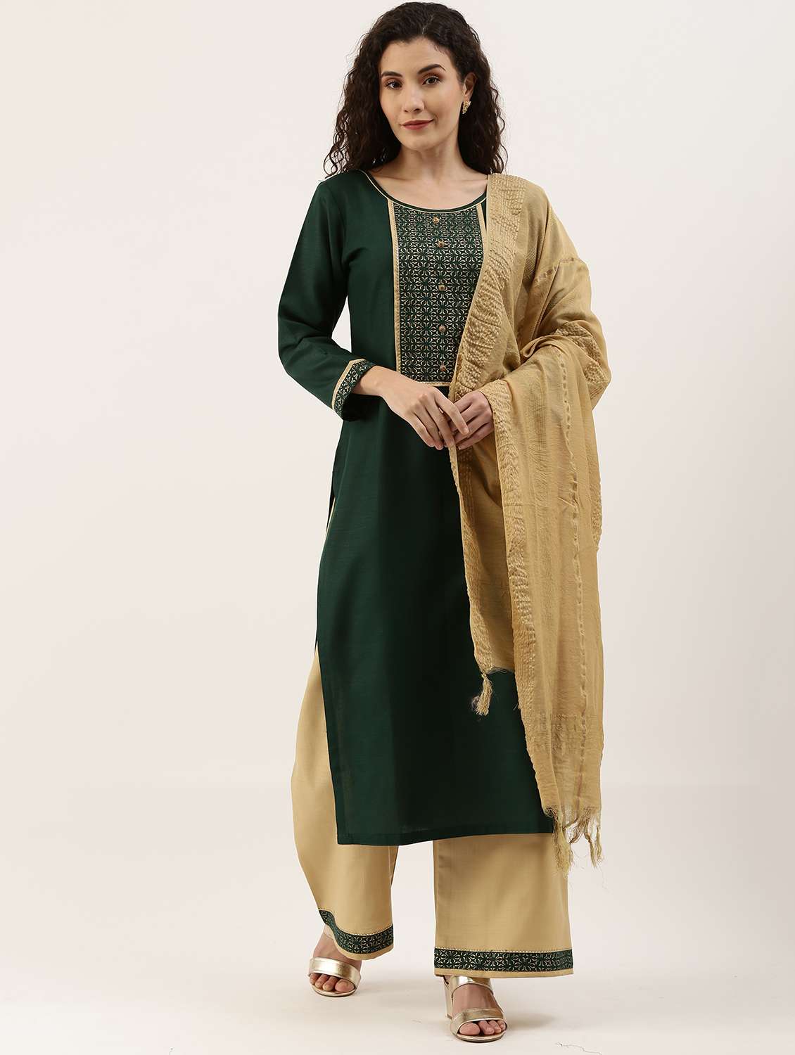 gota patti unstitched suit set