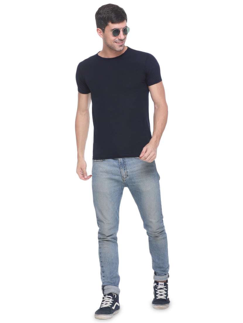 round neck solid t-shirt - 17965215 - Standard Image - 3