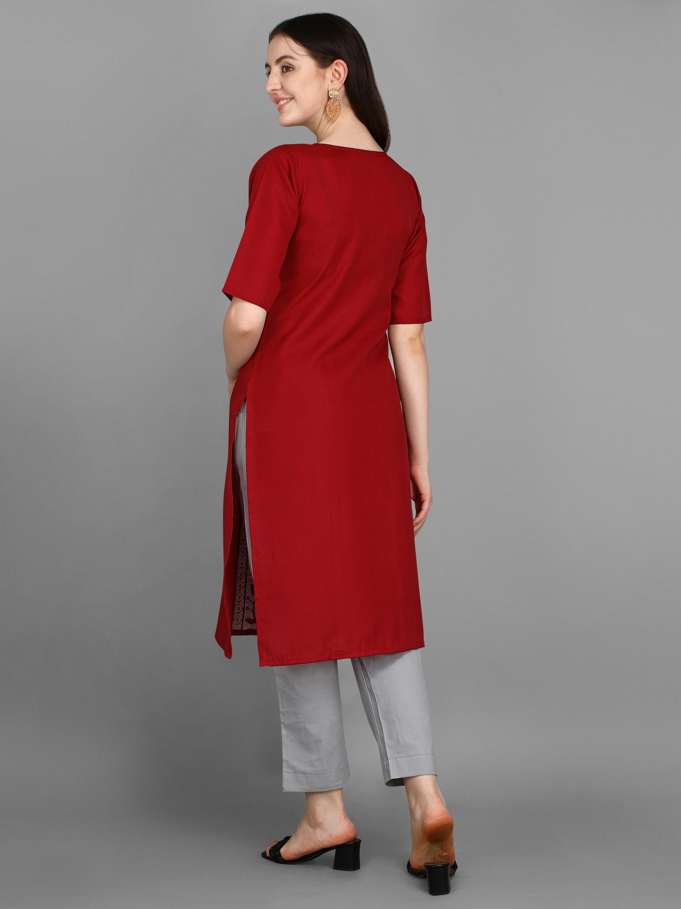 embroidery kurta red - 17965421 - Standard Image - 3