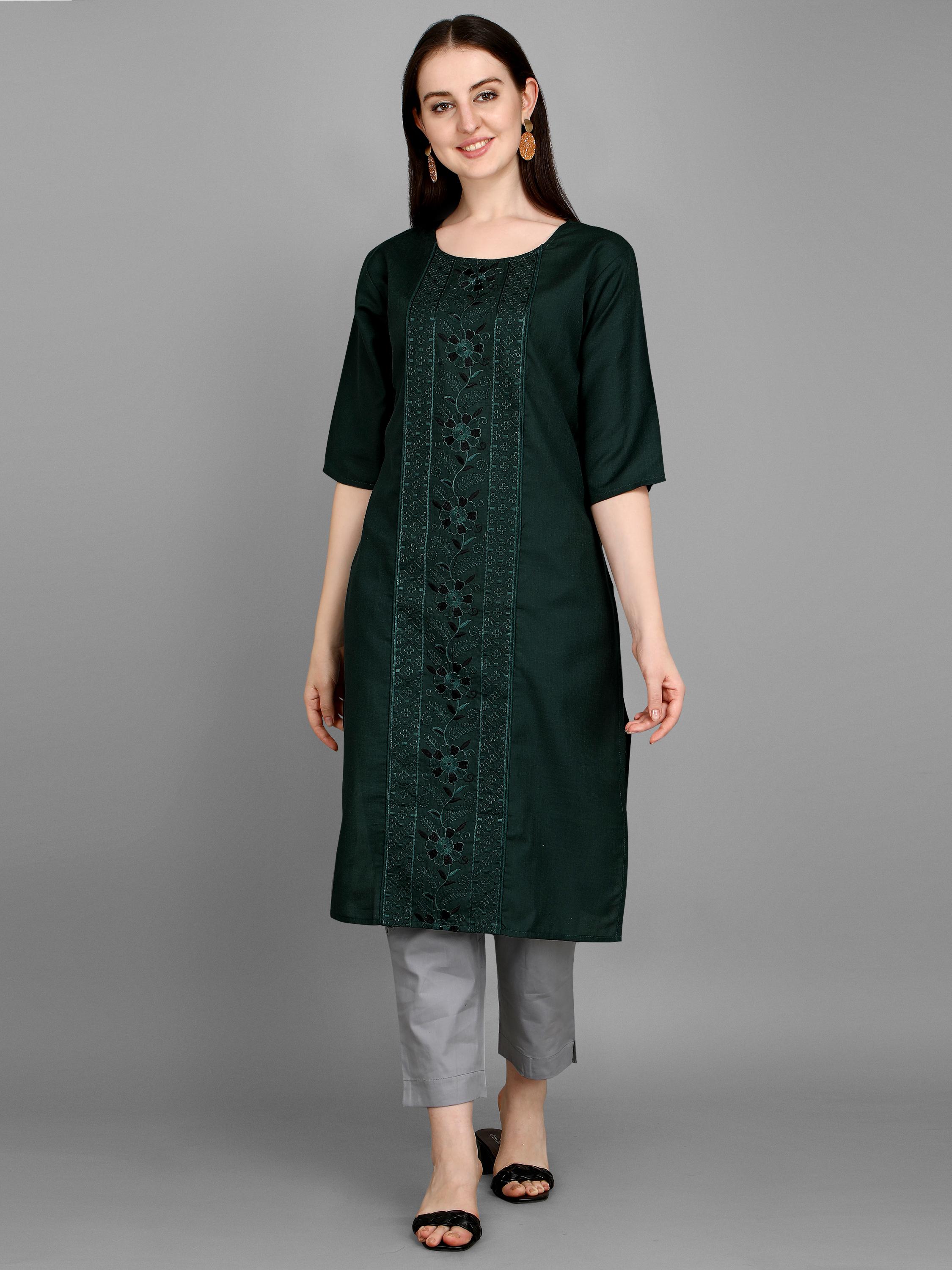 embroidery kurta bottlegreen - 17965422 - Zoom Image - 0