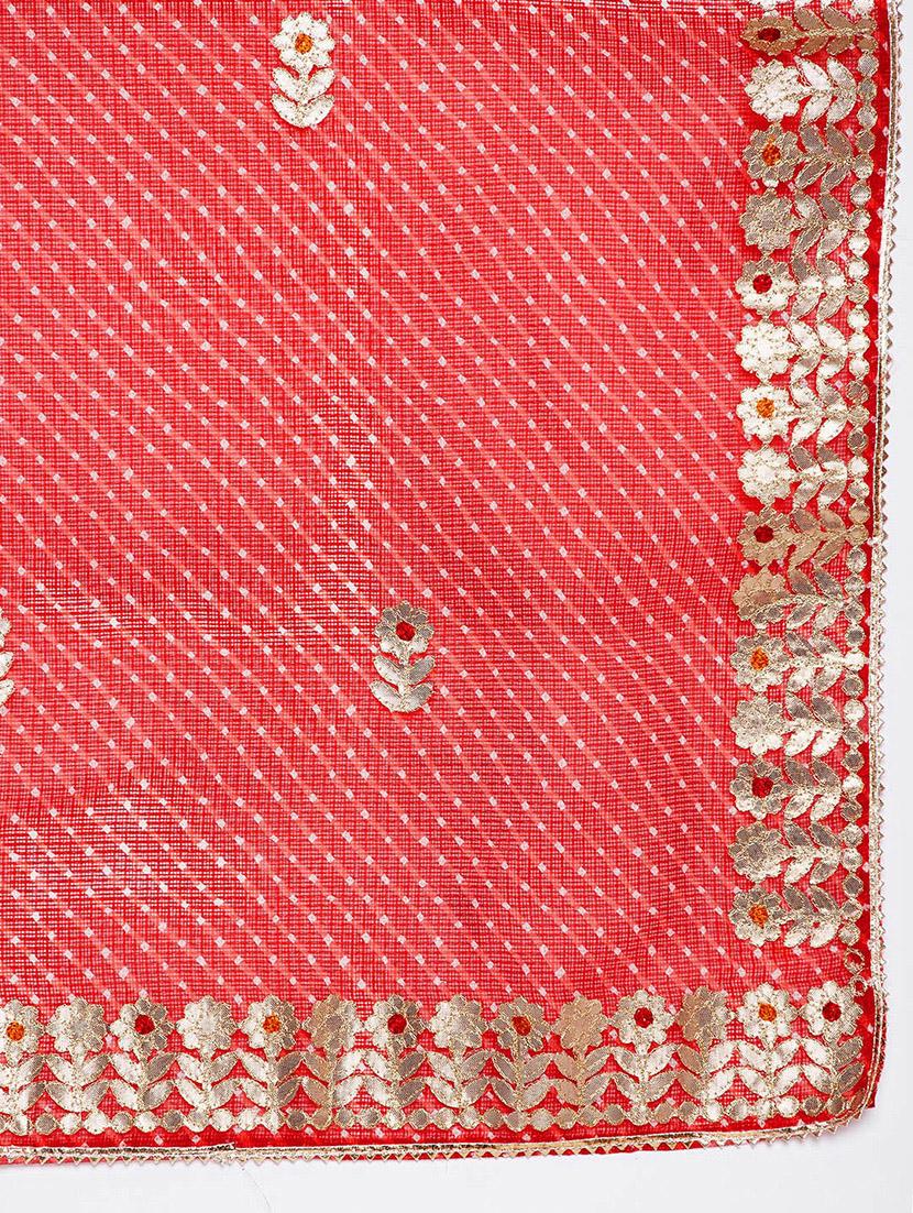 red cotton blend dupatta - 17965577 - Standard Image - 3