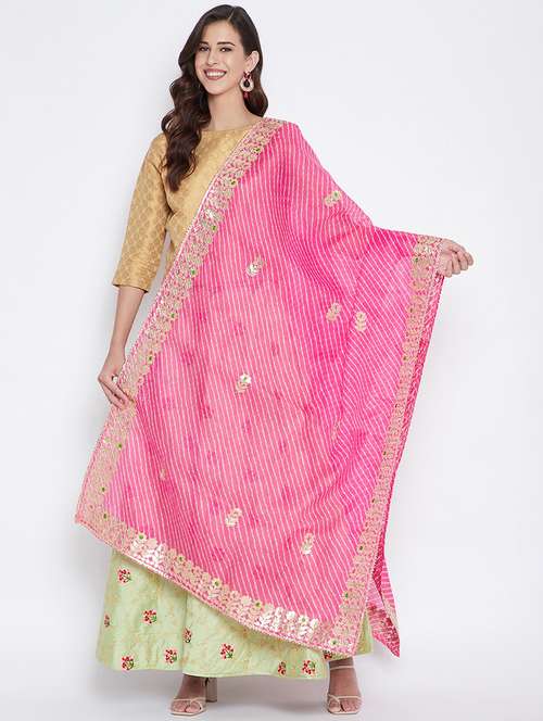 pink cotton blend dupatta - 17965581 - Standard Image - 0