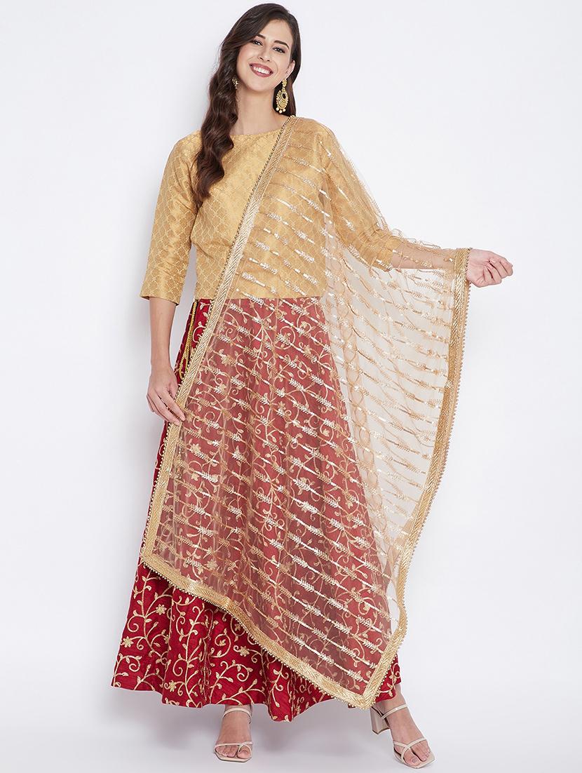 gold net dupatta