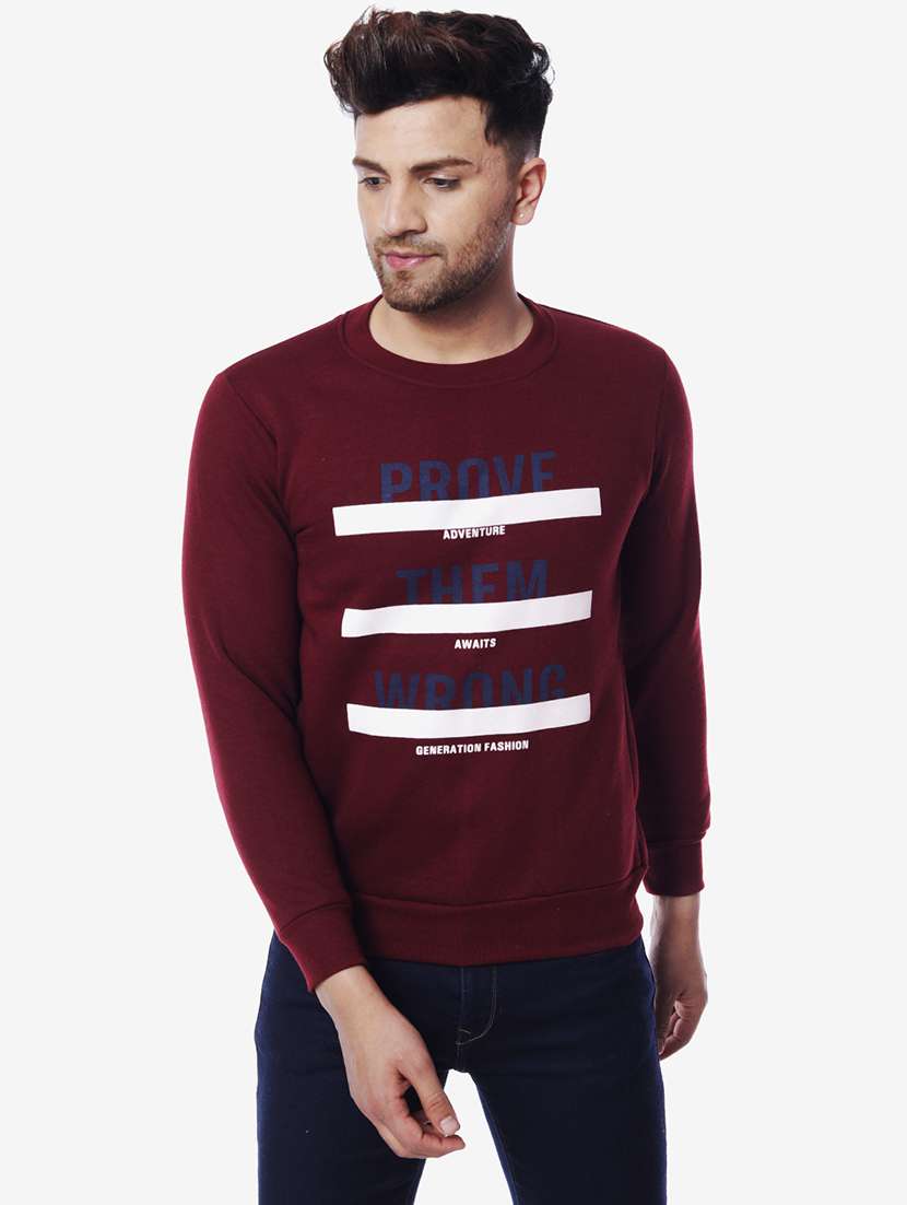 maroon printed sweatshirt - 17967296 - Zoom Image - 0
