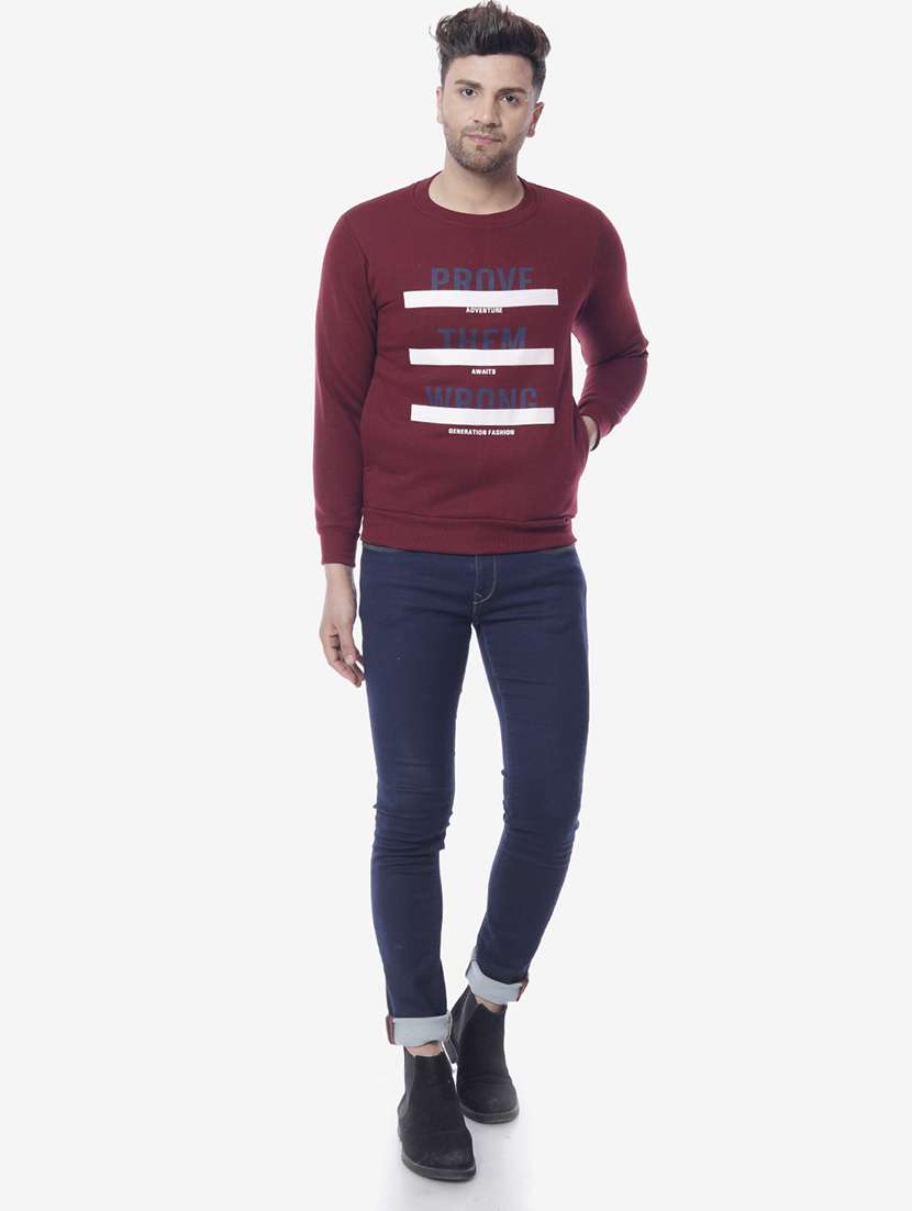 maroon printed sweatshirt - 17967296 - Standard Image - 3