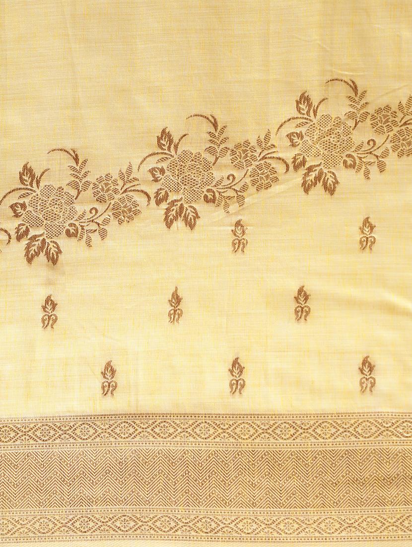 yellow silk blend banarasi saree with blouse - 17969056 - Standard Image - 5