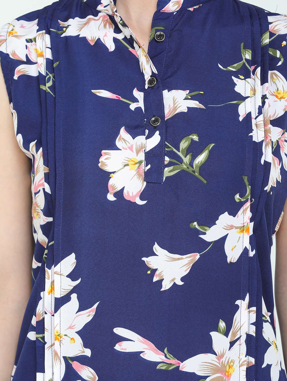 women's a line mandarin neck top - 17969218 -  Standard Image - 5