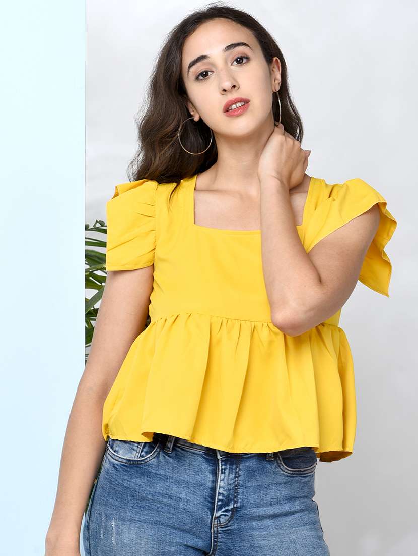 solid ruffle top