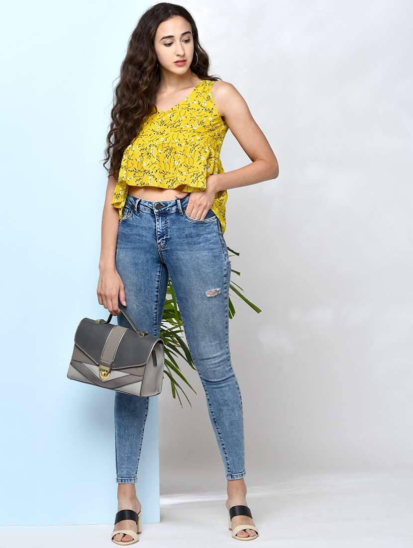 women's high-low v neck top - 17970054 - Standard Image - 3