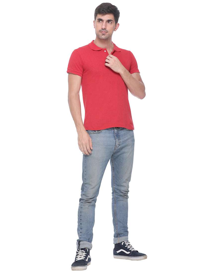 red solid polo t-shirt - 17970070 - Standard Image - 3
