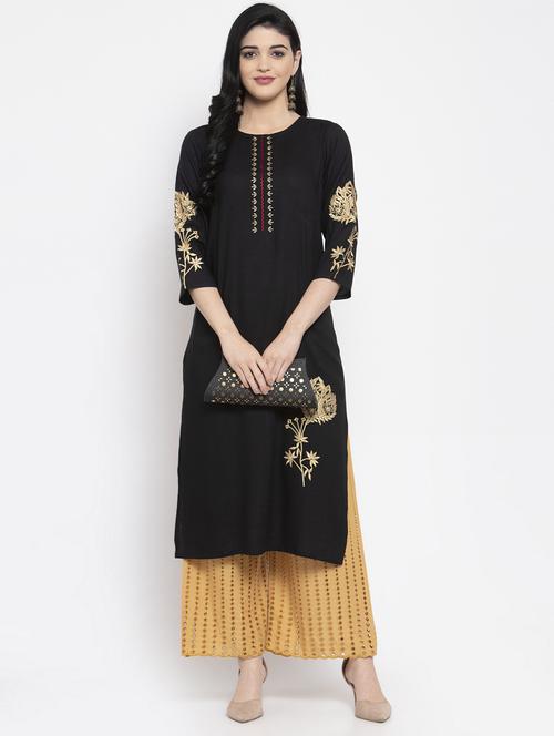 embroidered straight kurta - 17970321 -  Standard Image - 0