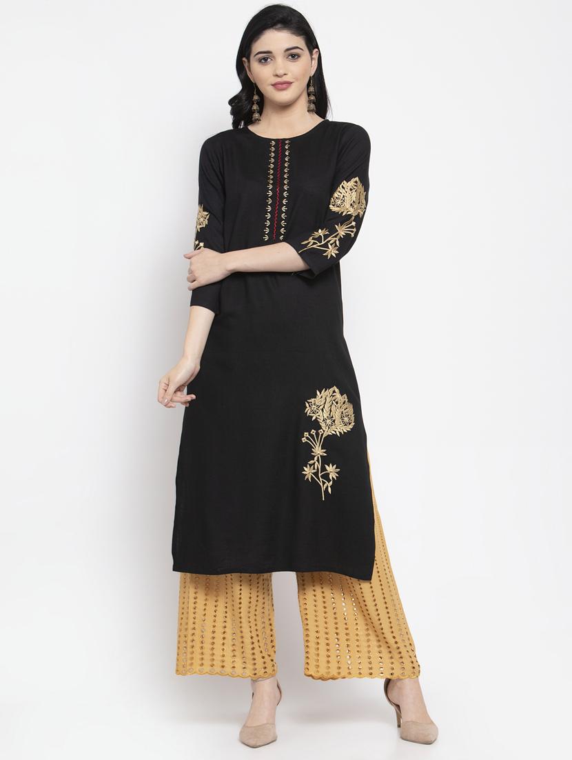 embroidered straight kurta - 17970321 - Standard Image - 3