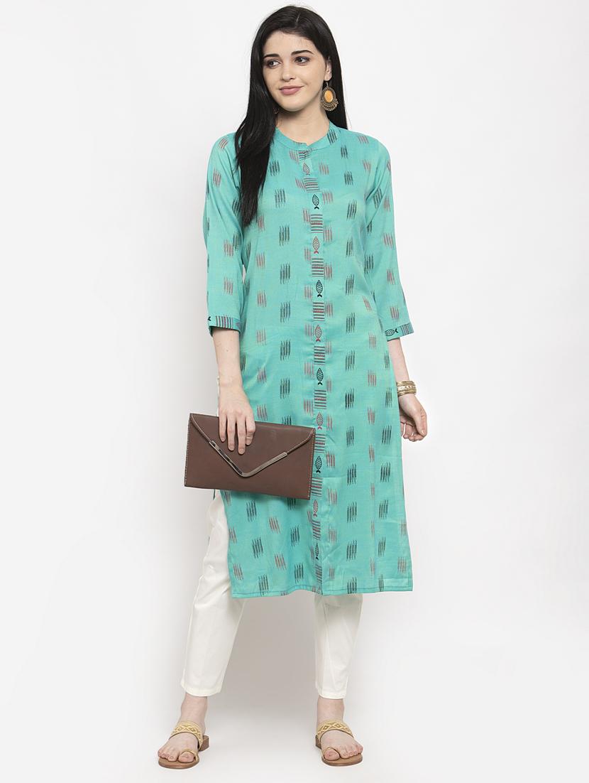 ikat straight kurta - 17970322 -  Zoom Image - 0