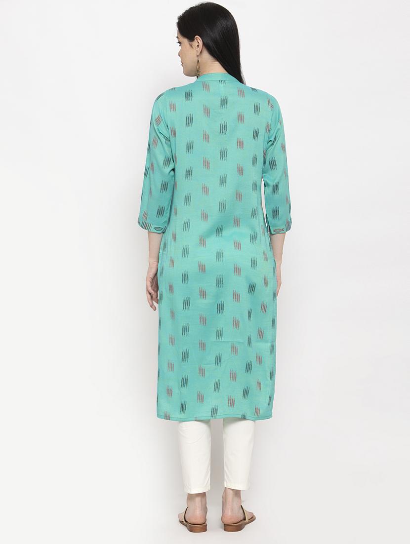 ikat straight kurta - 17970322 - Standard Image - 3