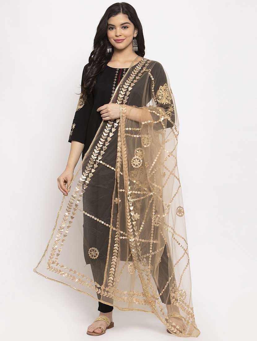 beige net dupatta