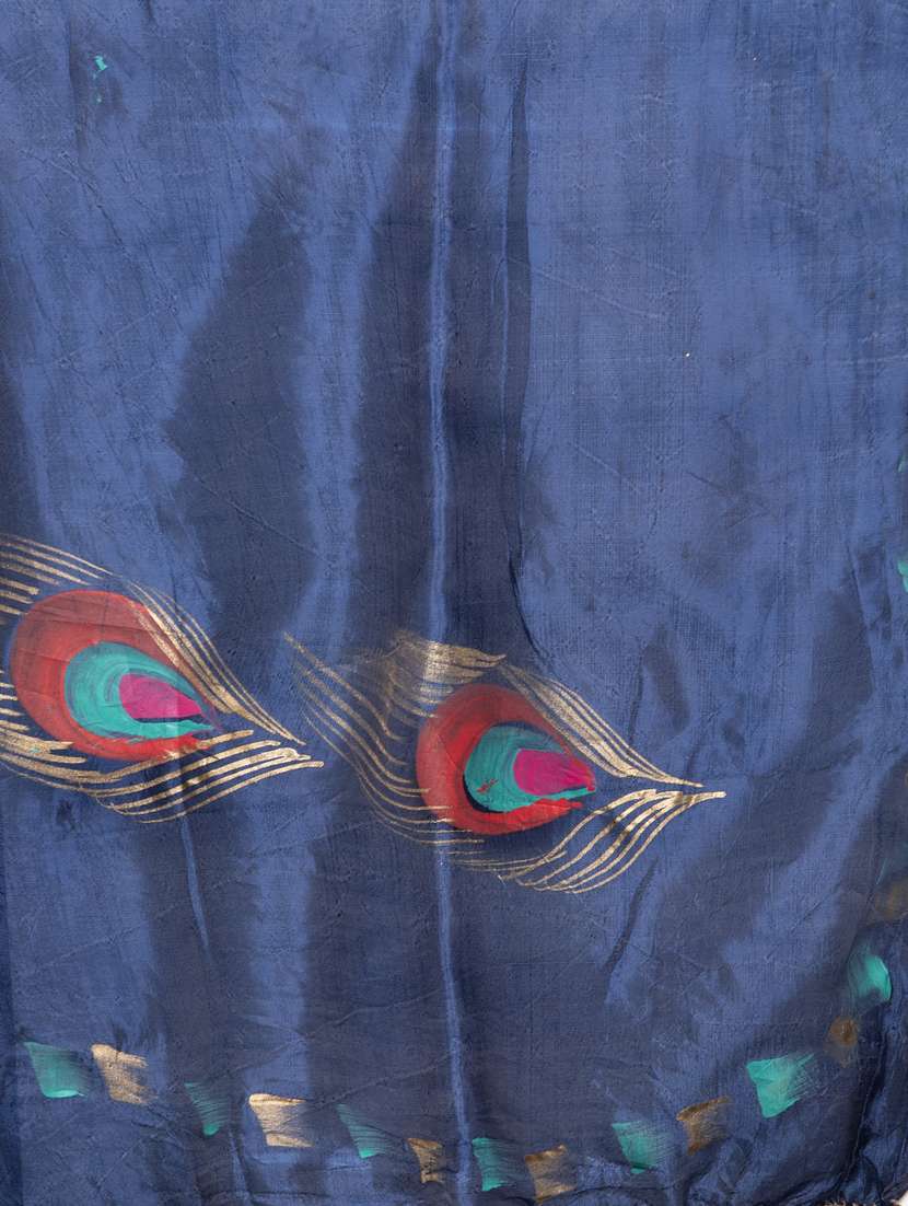 navy silk dupatta - 17970384 -  Standard Image - 3