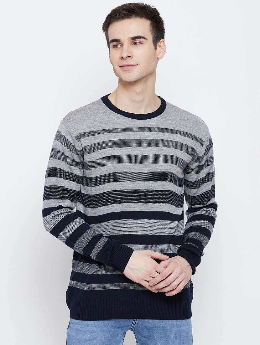 navy blue striped pullover