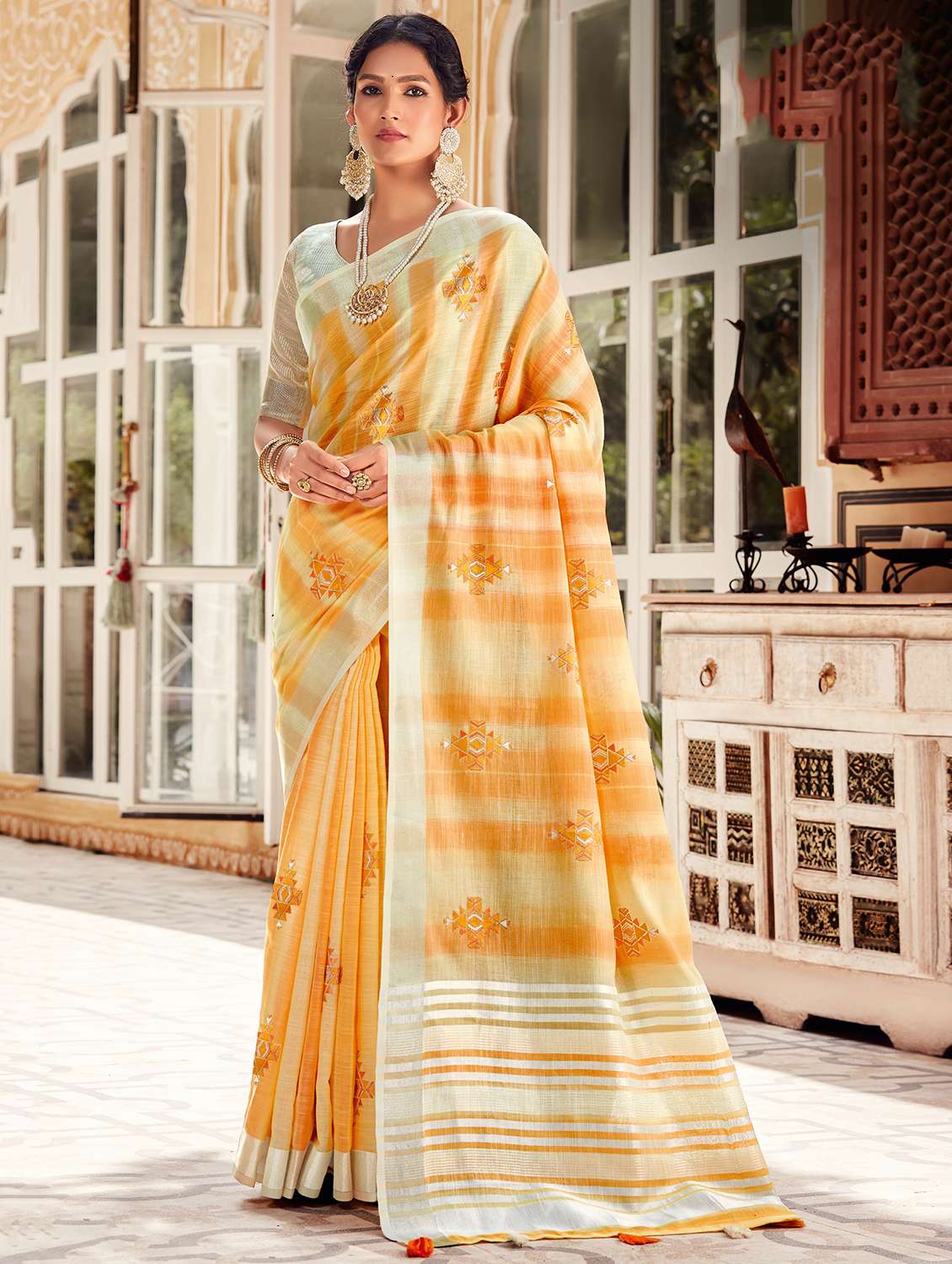 women's embroidered saree with blouse