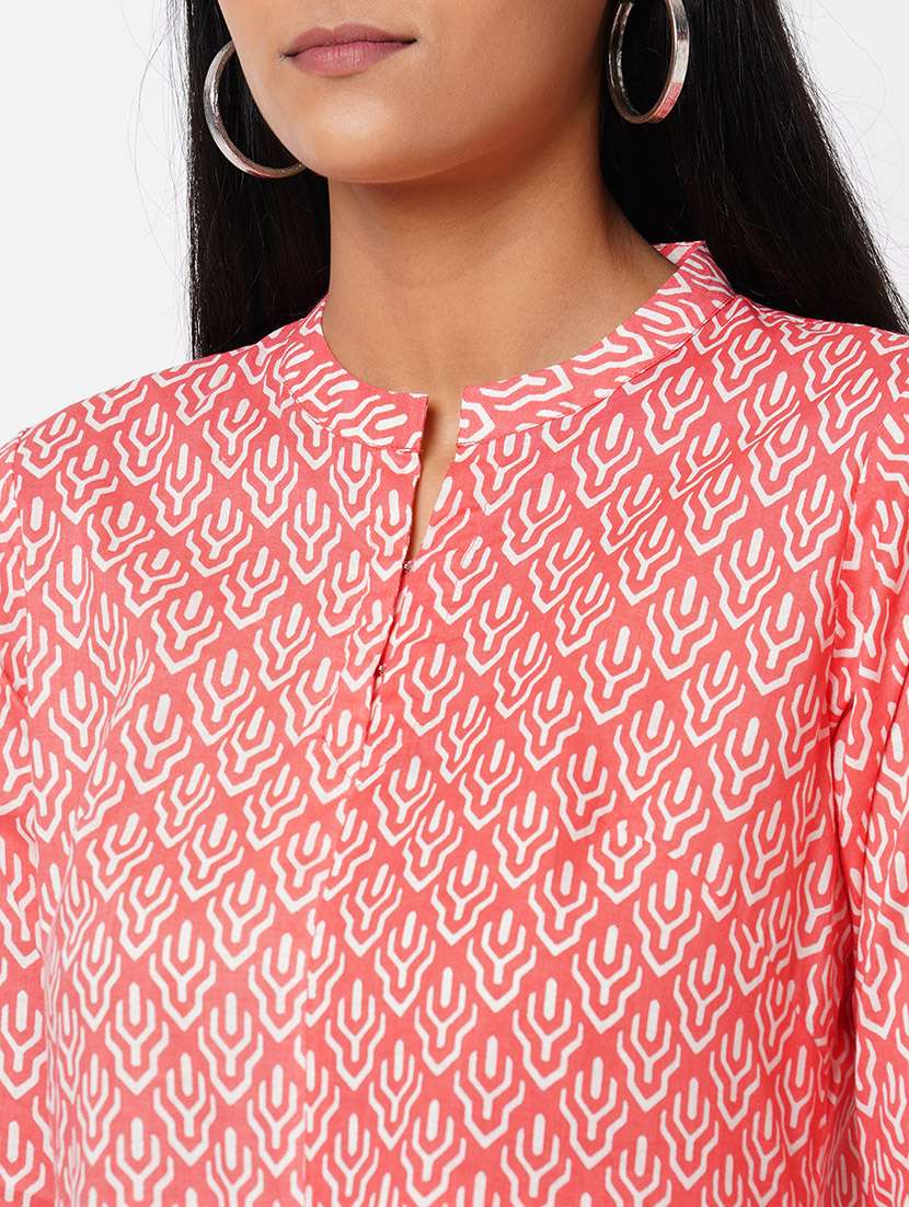 pink cotton flared kurta - 17971032 - Standard Image - 3