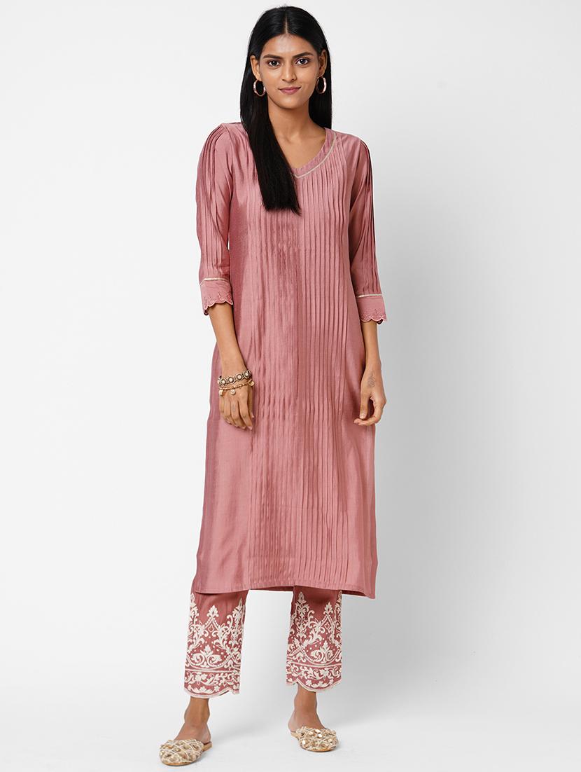 pintucks kurta palazzo set - 17971073 - Zoom Image - 0