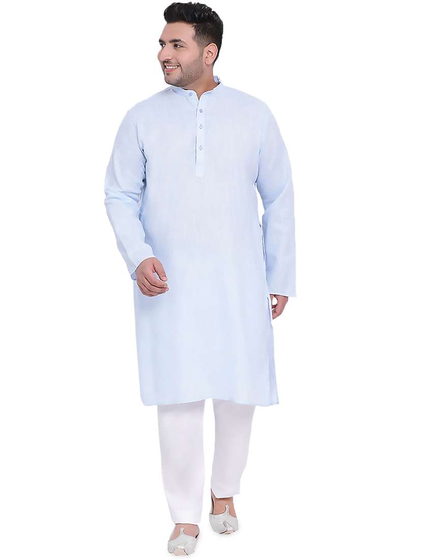 blue solid long kurta - 17975823 -  Standard Image - 3