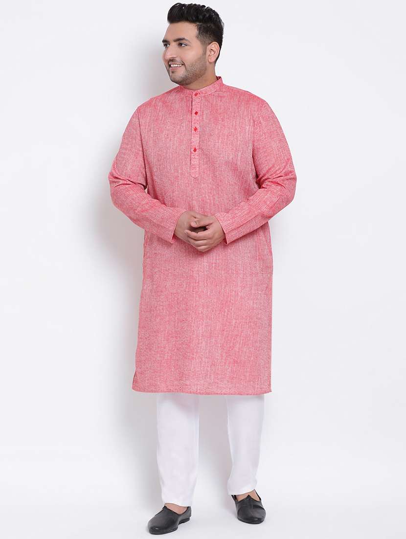 red solid kurta pyjama ethnic wear set