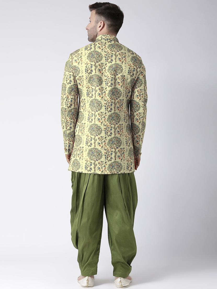 yellow printed dhoti kurta set - 17976351 - Standard Image - 3