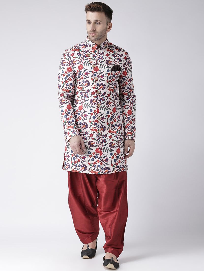 off white printed dhoti kurta set - 17976352 - Zoom Image - 0
