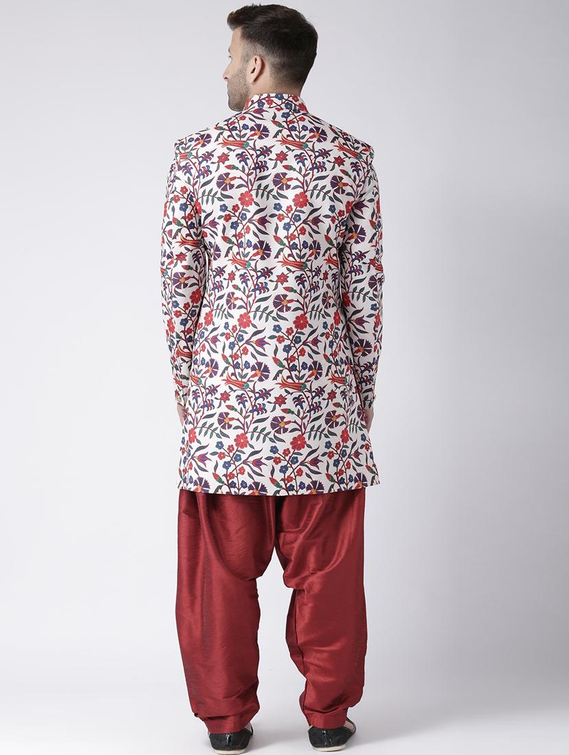 off white printed dhoti kurta set - 17976352 - Standard Image - 3