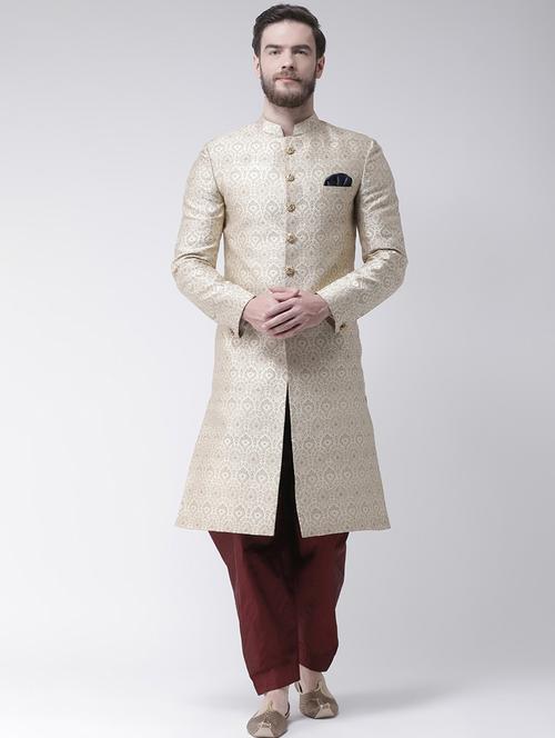 off white jacquard sherwani set - 17976357 -  Standard Image - 0