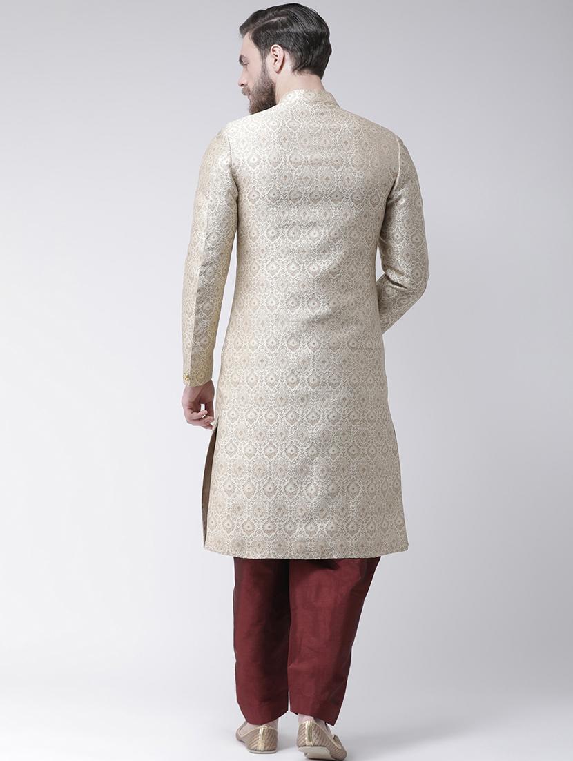 off white jacquard sherwani set - 17976357 -  Standard Image - 3