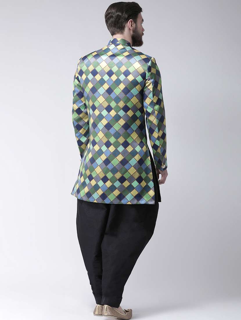 multi colored checkered sherwani set - 17976365 - Standard Image - 3