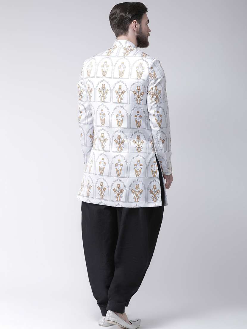 white printed sherwani set - 17976366 -  Standard Image - 3