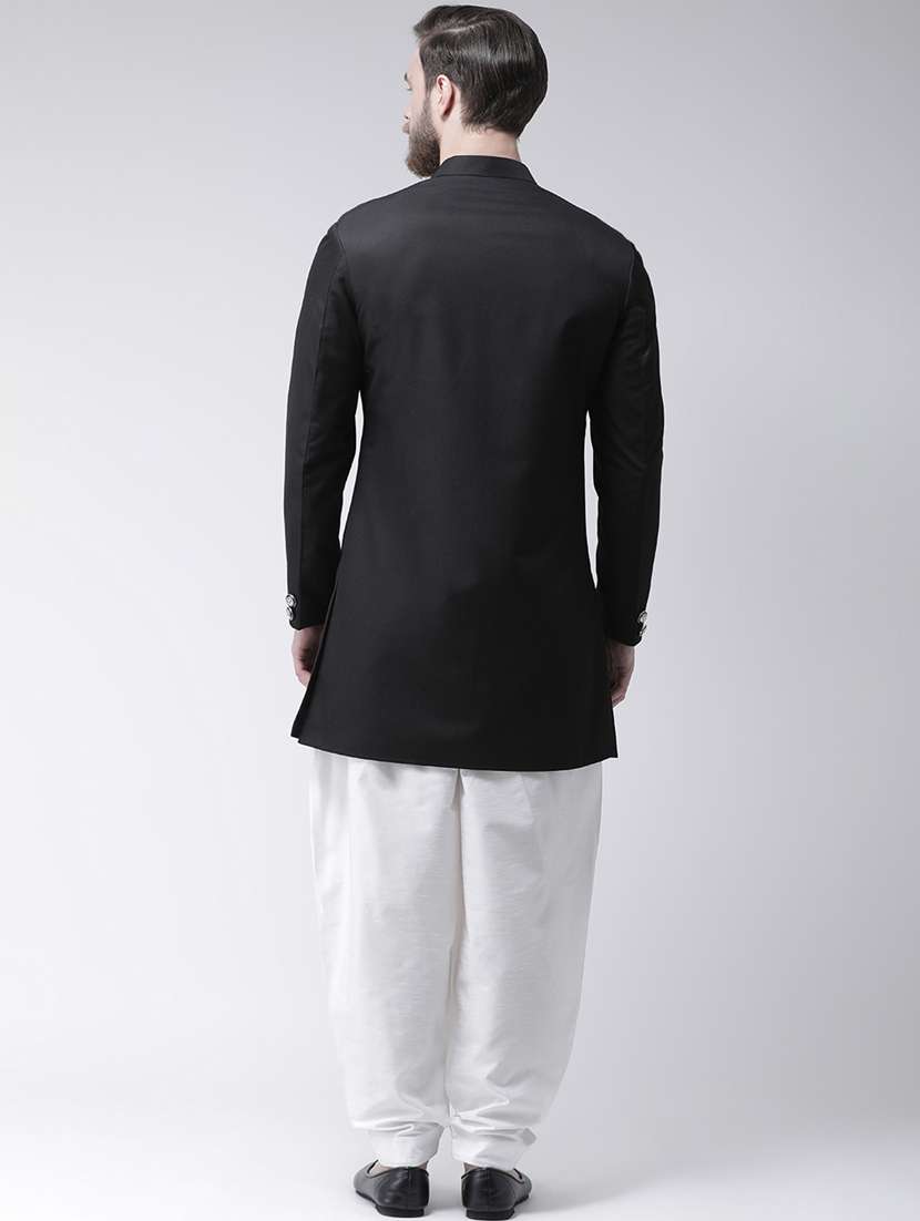 black solid sherwani set - 17976369 -  Standard Image - 3